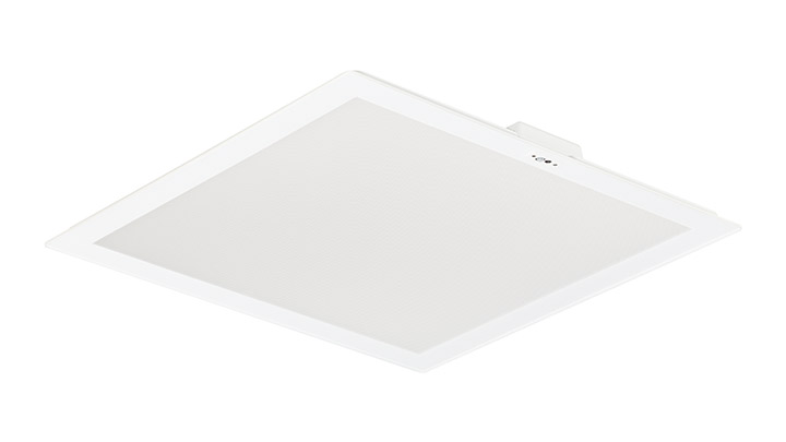 Čtvercové svítidlo SlimBlend nabízí efekty zvyšující pohodlí, jako je rozptýlené osvětlení, které splyne s architekturou stropu